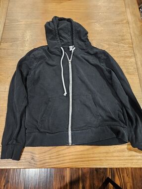 Divided Black Zip-Up Hoodie Jacket with White Zipper